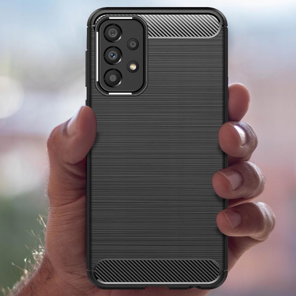 Case for SAMSUNG A33 5G ARMOR CARBON CASE BLACK BACK CARBON + GLASS