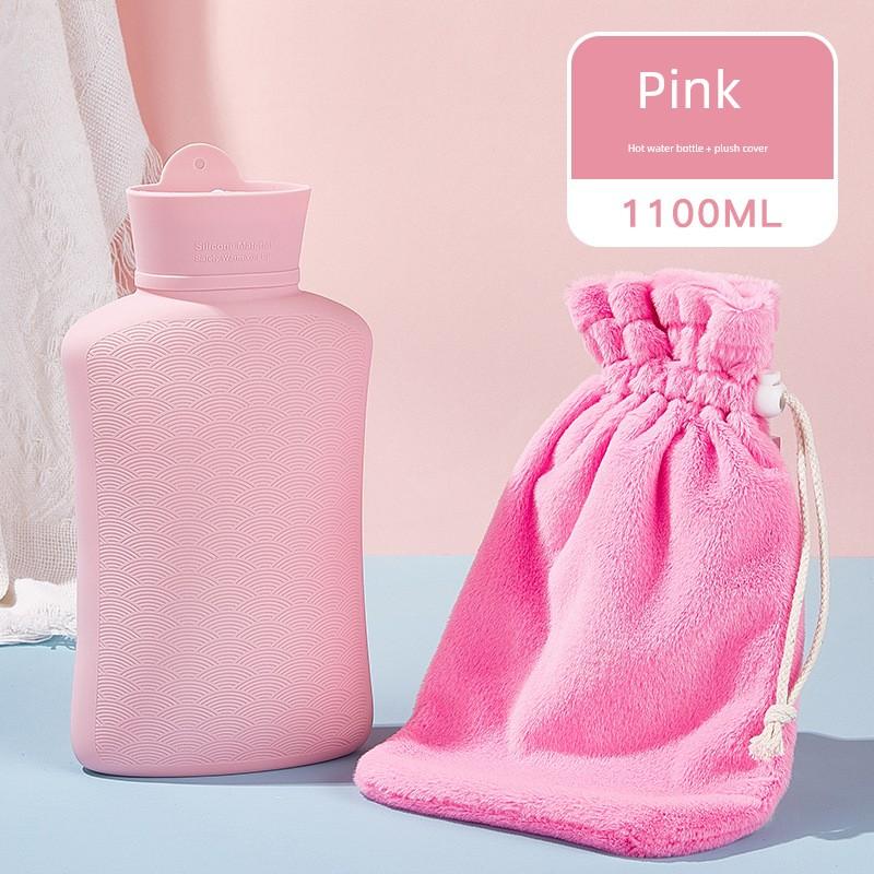 Large 1L Silicone Hot Water Bottle, Cartoon Cute Design, Thickened Explosion-Proof, for Warming Hands and Feet, Large Capacity