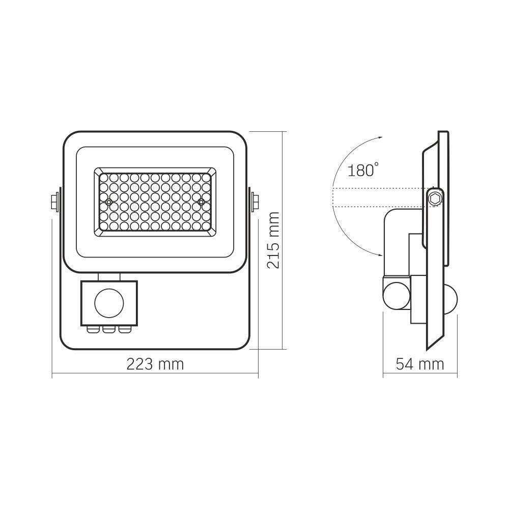 Naświetlacz videx led 50w 4500lm neutralna biel 5000k czujnik ruchu ip65