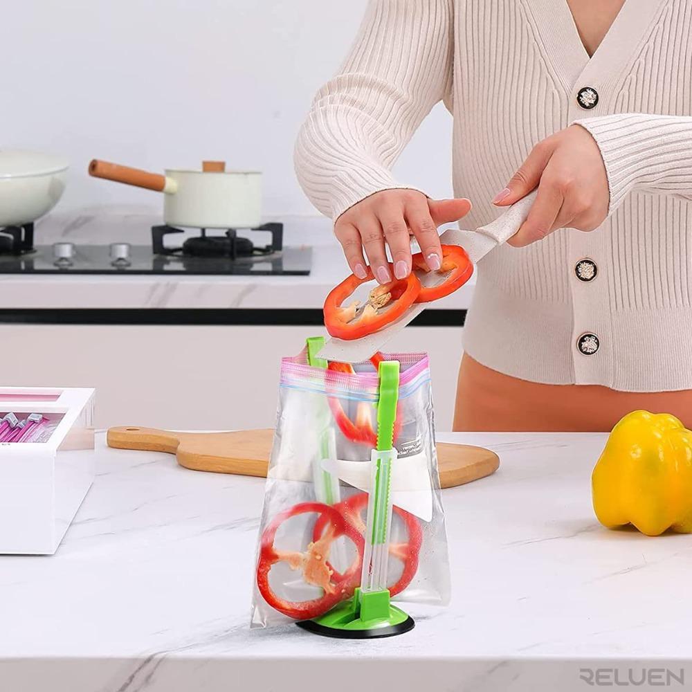Plastic Anti-slip Hands-Free Washable Sealed Storage Bag Holder Bag Bracket Bag Clip Baggy Rack
