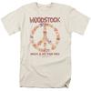 Футболка Woodstock Floral Peace Мужская Лицензированная 60-х Рок-группа Фестивальная Футболка Кремовая