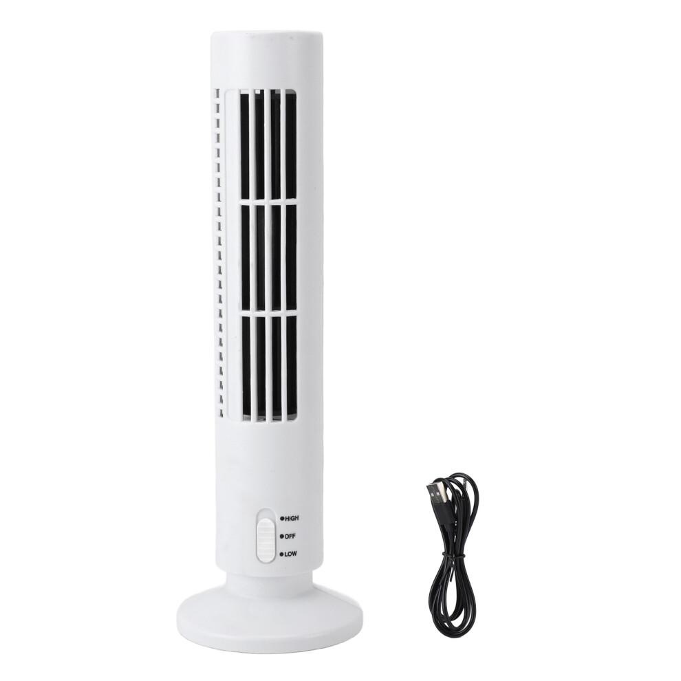 Mini Tower Fan USB Desk Fan 6x33cm Quiet Bladeless White