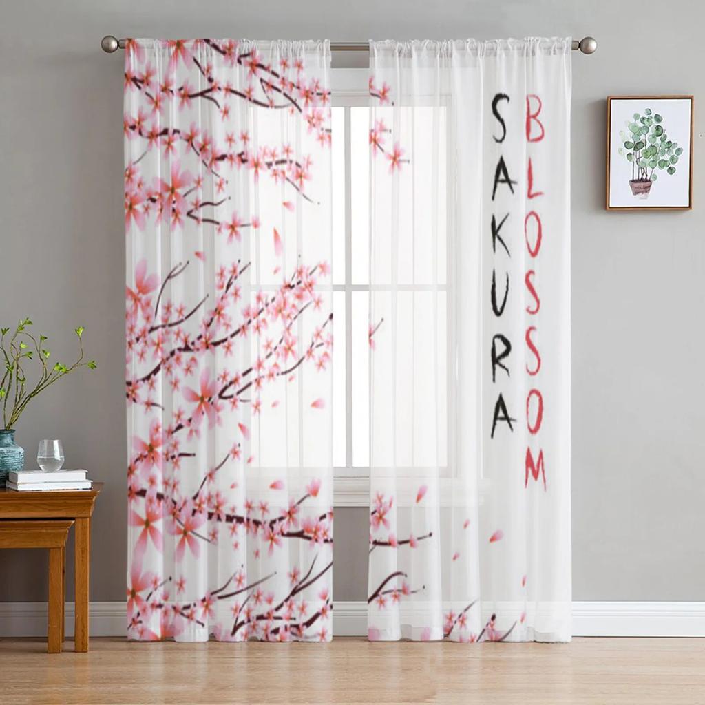 Розовые прозрачные шторы Dream Cherry Blossom для девочек, детей, спальни, кухни, оконные шторы, украшение для дома
