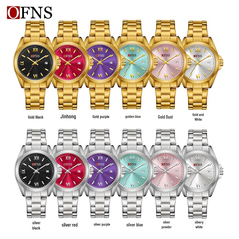 Европейская Императрица-вдова Roman Quartz Женские наручные часы - Водонепроницаемые, Стальной браслет, Элегантный дизайн с узором «солнце»