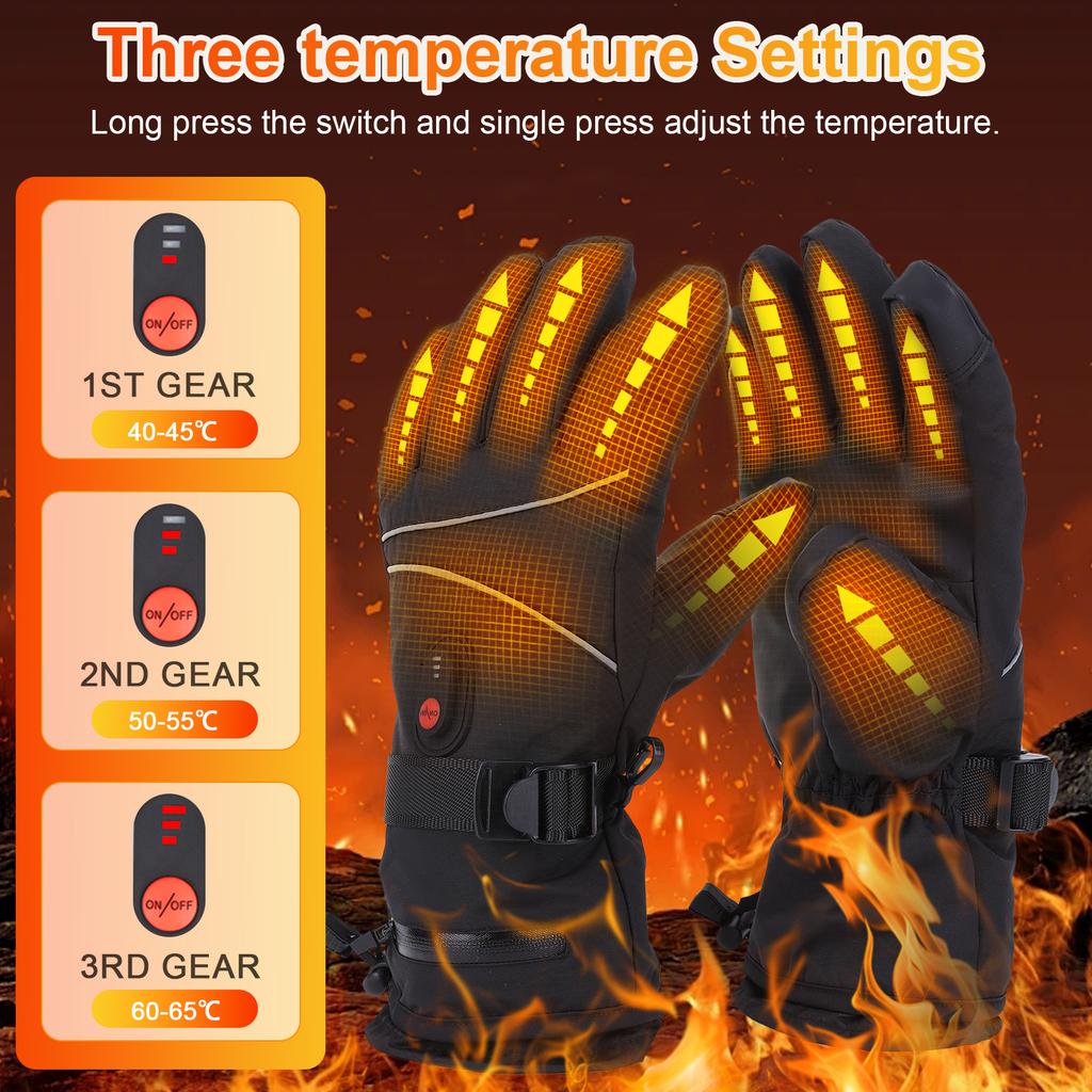 Electric Heating Gloves Touchscreen Waterproof Hand Warmer Rechargeable Anti-Scratch Heated Gloves for Motorcycle Bike Gloves