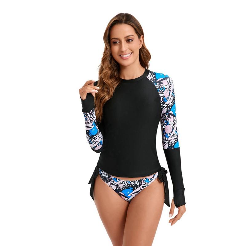 Женский летний купальник с длинным рукавом, топ и плавки