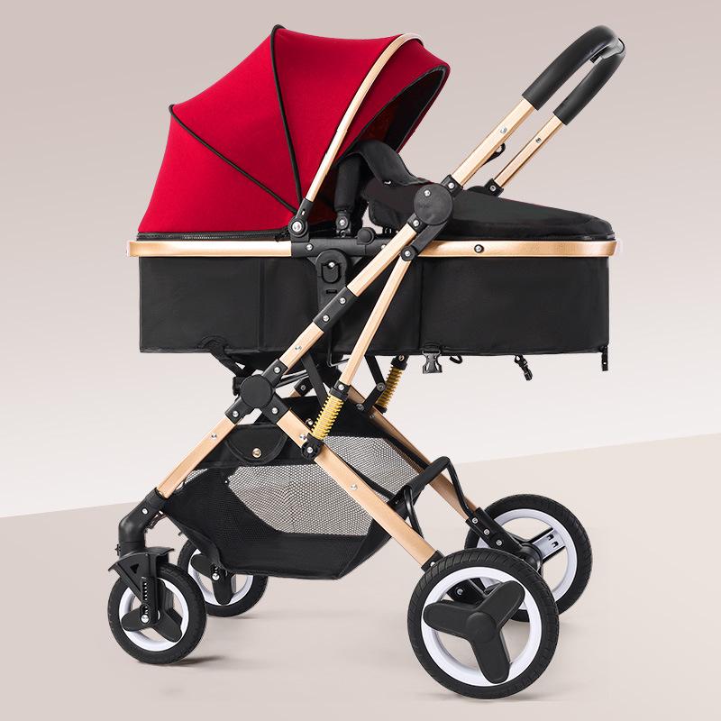 Конвертируемая коляска для новорожденного - Универсальная, Высокая посадка, Легкая, Двусторонняя, Дизайн со складыванием одной кнопкой.
