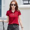 Summer Women's T-Shirt Slim Half Zip Short Sleeve Top