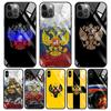 Чехол из закаленного стекла для iPhone 14 12 11 Pro Max 13 12 Mini X XR XS Max 8 7 6s Plus, чехол для телефона, эмблема с российскими флагами и флагами России