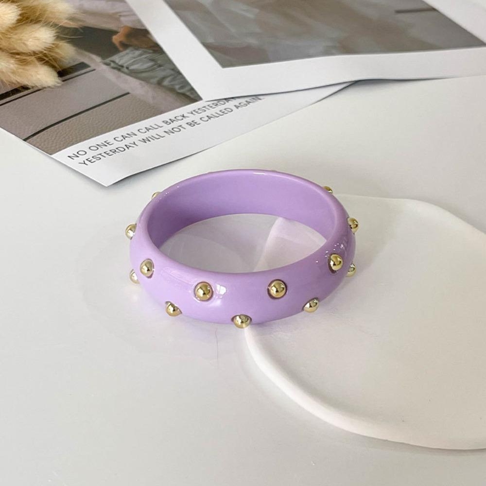 Punk Style Resin Bangle Vintage Chunky Bracelet Metal Point Wide Bangle Women Accessories