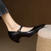 Fashion 2025 Spring Autumn Genuine Leather Mary Janes Pumps Retro Women Square Toe High Heel Casual Pumps Young Ladies Daily Walk Shoes
