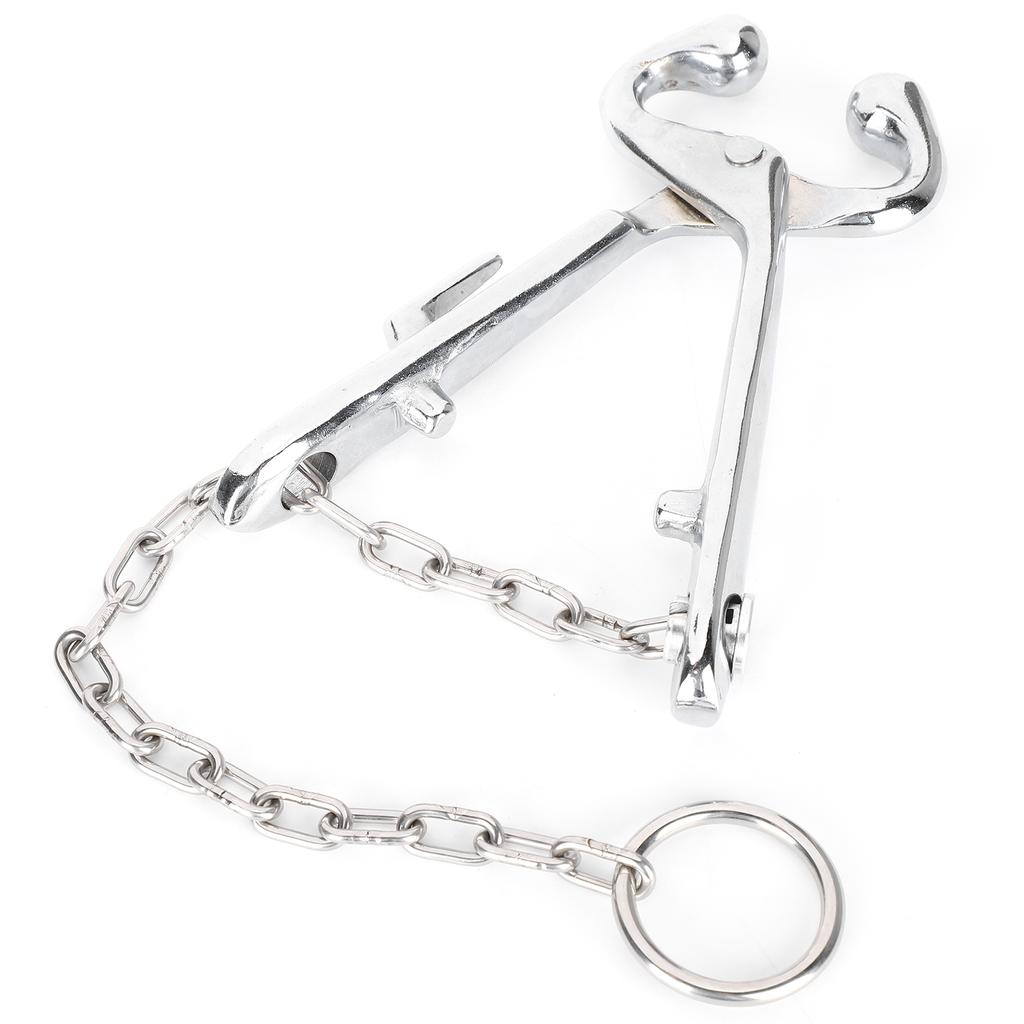 Cow Nose Pliers Stainless Steel Cattle Nose Ring Pliers with Chain Cattles Traction Clamp
