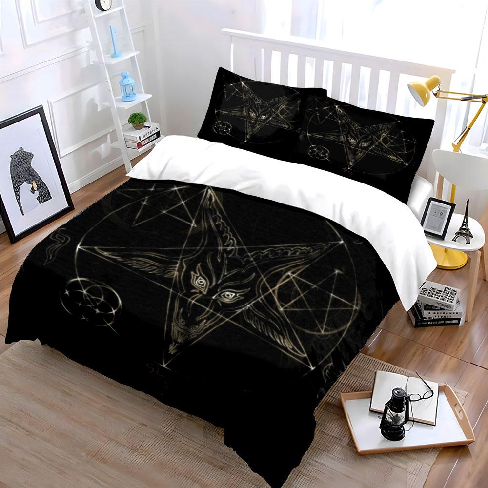 Goat head, pentagram, geometric shapes. Bedding sets Duvet cover sets Duvet covers Pillowcases(1*Duvet Cover 2*Pillowcases without duvet insert)