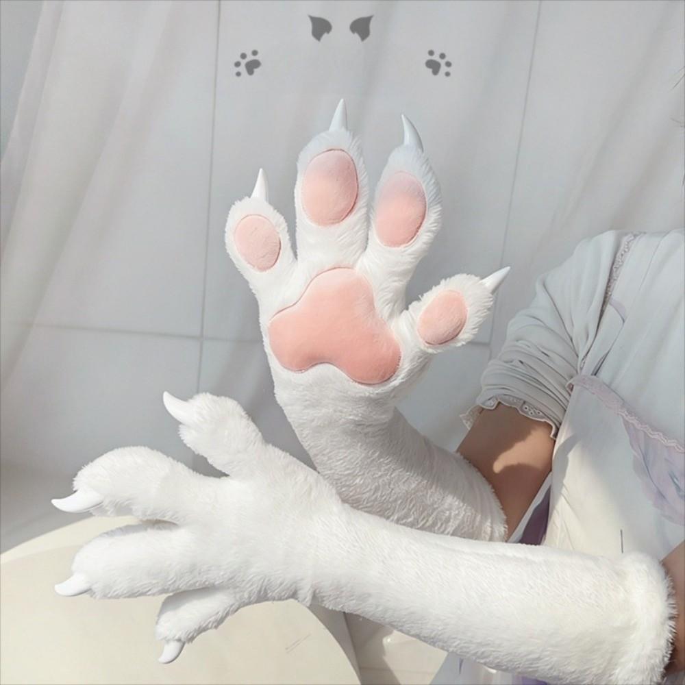 with Nails Cosplay Paw Glove Faux Fur Animal Claw Mittens Costume Accessories