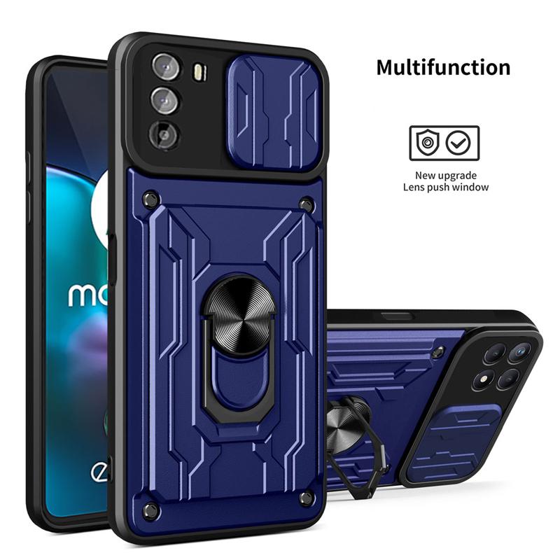 Роскошный противоударный чехол-слайдер для камеры телефона для Motorola Moto G200 G100 5G Edge 20 Pro S30 с держателем для карт, кольцом, бронированной задней крышкой-накладкой