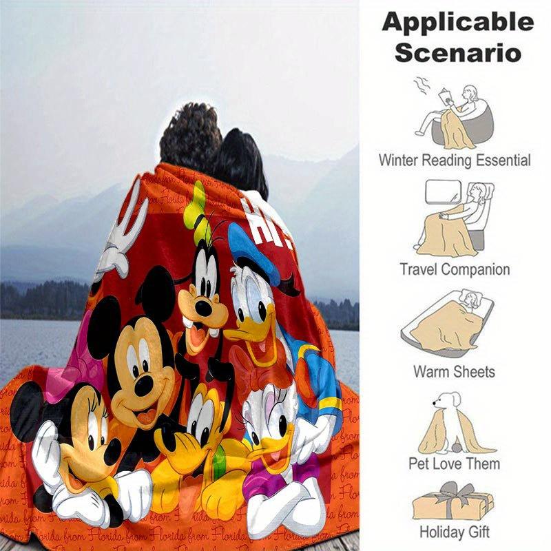 1pc Mickey Mouse and Minnie Flannel Throw Blanket - Soft, Cozy, And Versatile For All Seasons - Perfect For Couch, Bed, Office, And Travel C