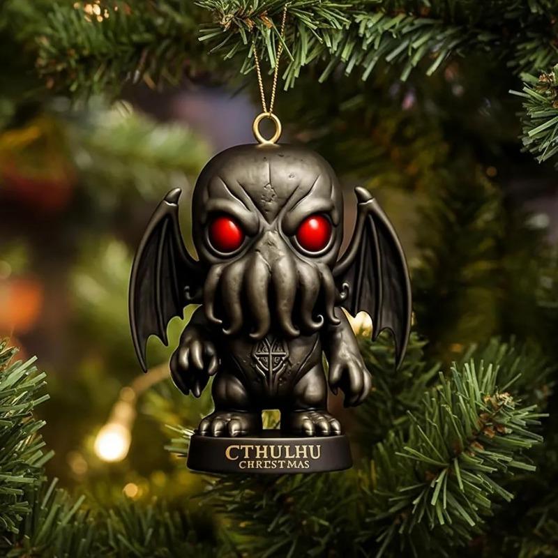Cthulhu:Terrors of Yule Advent Calendar 2025, 2D Flat Acrylic 24 Hanging Cthulhu Monsters Ornament, Gothic Advent Calendar for Monster Fans