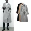 Осенне-зимний новый продукт с поясом, повседневное теплое универсальное длинное пальто из смесовой шерсти, верхняя одежда 9174284