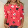 Женские топы с рукавом три четверти, рубашка на День святого Валентина, круглая горловина, свободная повседневная рубашка