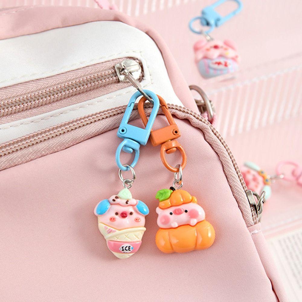 Resin Piggy Doll Keychain Creative Cartoon Doll Pendant Portable Pig Car Key Hanger Gift