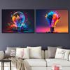 Colorful Light Bulb Posters Prints Explosive Lights Canvas Paintings Colored Scattering Lights Wall Art Pictures for Home Decor