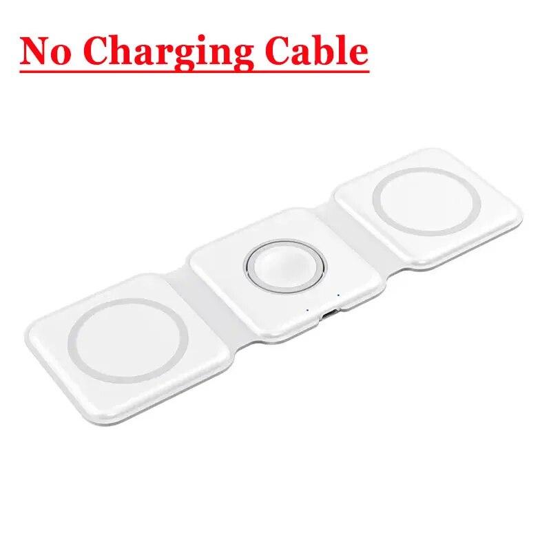 Foldalble Magnetic Wireless Charger Pad 3 In 1 Fast Charging Station for iPhone 15 14 13 12 Pro Max Apple Watch 8 7 6 AirPods