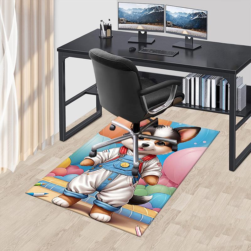 1pc Anime Cartoon Design Corgi Chair Mat - Office Desk Rug, Non-Slip Carpet for Home Decor, Suitable for All Seasons, Perfect Gift for Anime Lovers.H0