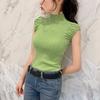 Women's Solid Half Turtleneck  Casual Knitted Sleeveless T-Shirt