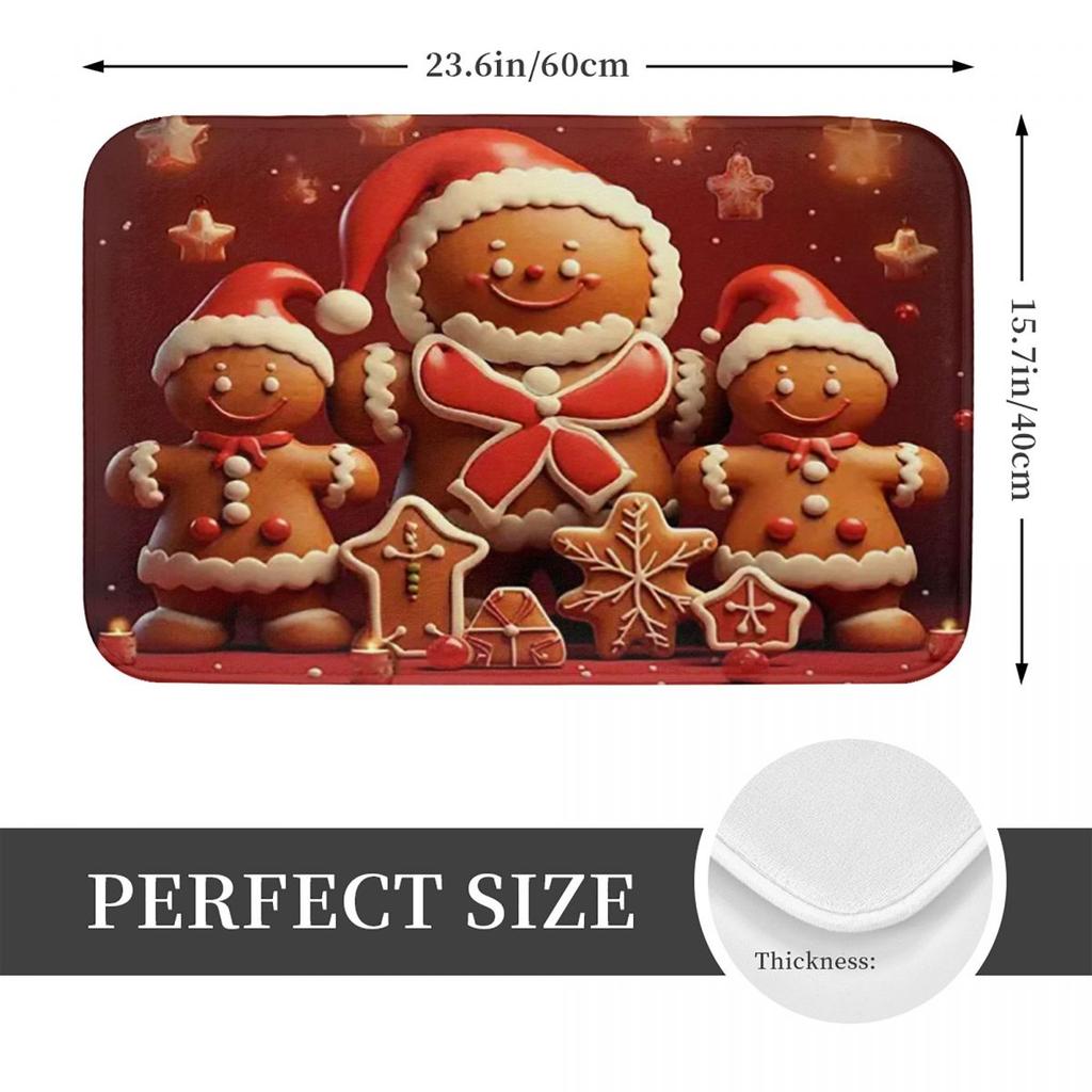 Christmas Gingerbread Anti-slip Doormat Floor Mat Absorbent Mat Carpet Rug for Kitchen Entrance Home Bedroom Footpad Mats