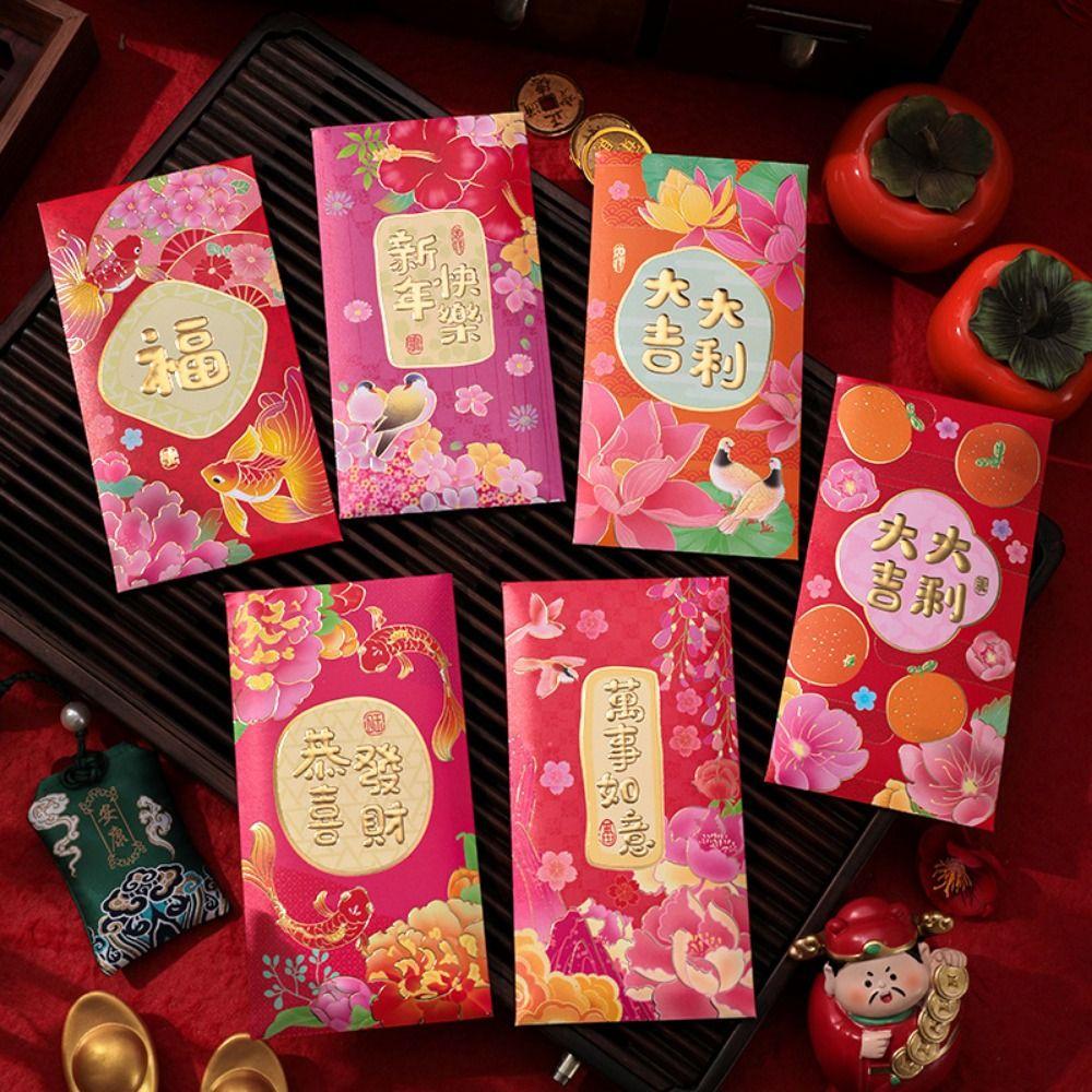 6Pcs/set Cartooon New Year Envelope Bag Removable New Year Red Packet  Spring Festival
