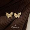 Легкие роскошные серьги-гвоздики в форме бабочек в античном стиле, микро-инкрустированная циркониевая текстура, нишевый индивидуальный темперамент, серебряные серьги-иглы