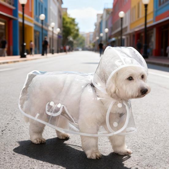 Водонепроницаемый дождевик для собак с капюшоном, плащ-пончо для питомца, прозрачная дождевая куртка для собак с отверстием для поводка для щенков, маленьких, средних и крупных собак