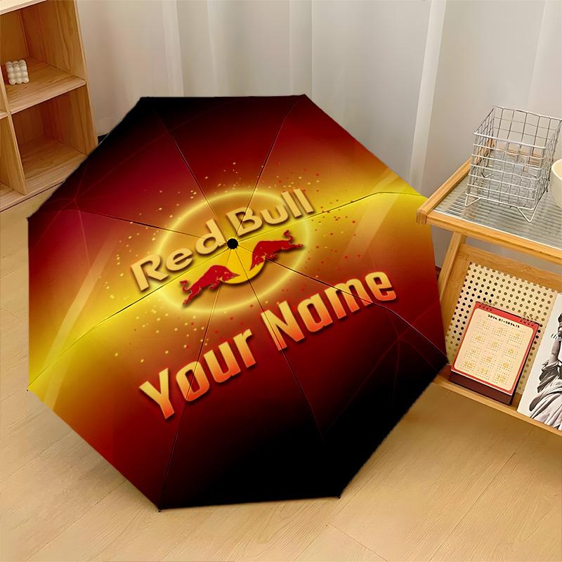 RB Leipzig FC Automatic 3‑Fold Umbrella 8‑Rib Windproof Folding Umbrella Sun Rain Protection For Outdoor Travel Daily Use
