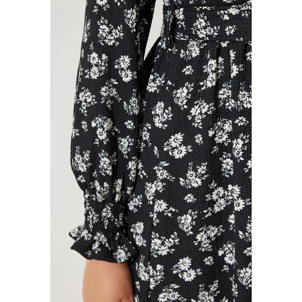 Women's Sky Blue Floral Summer Long Knitted Dress Dd01322