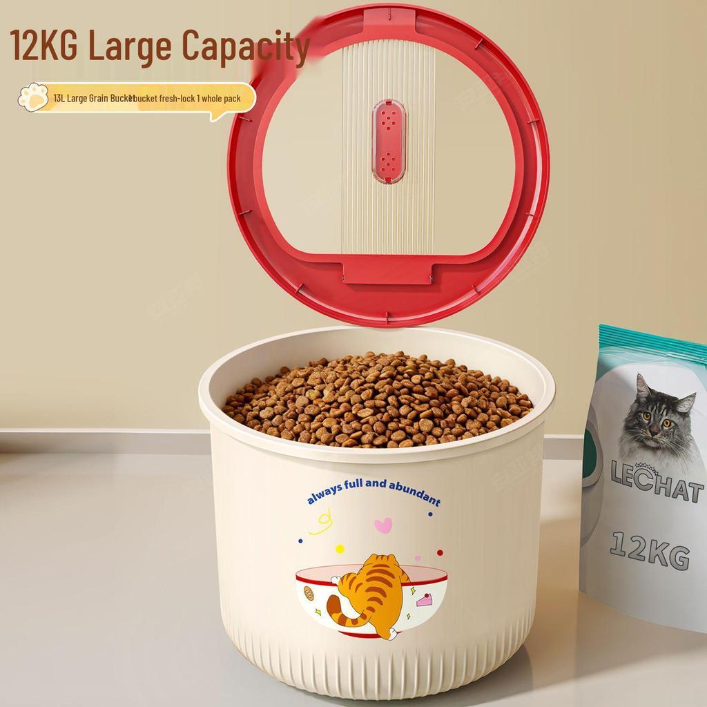 Moisture-Proof Cat & Dog Food Storage Bucket - Food-Grade, Sealed Container for Grain, Rice & Pet Food.