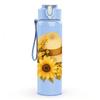 1PC Sunflower Straw Hat 750ml Color Plastic Sports Water Bottle Leakproof Flip Straw Lid Suitable for Sports Office Home Use