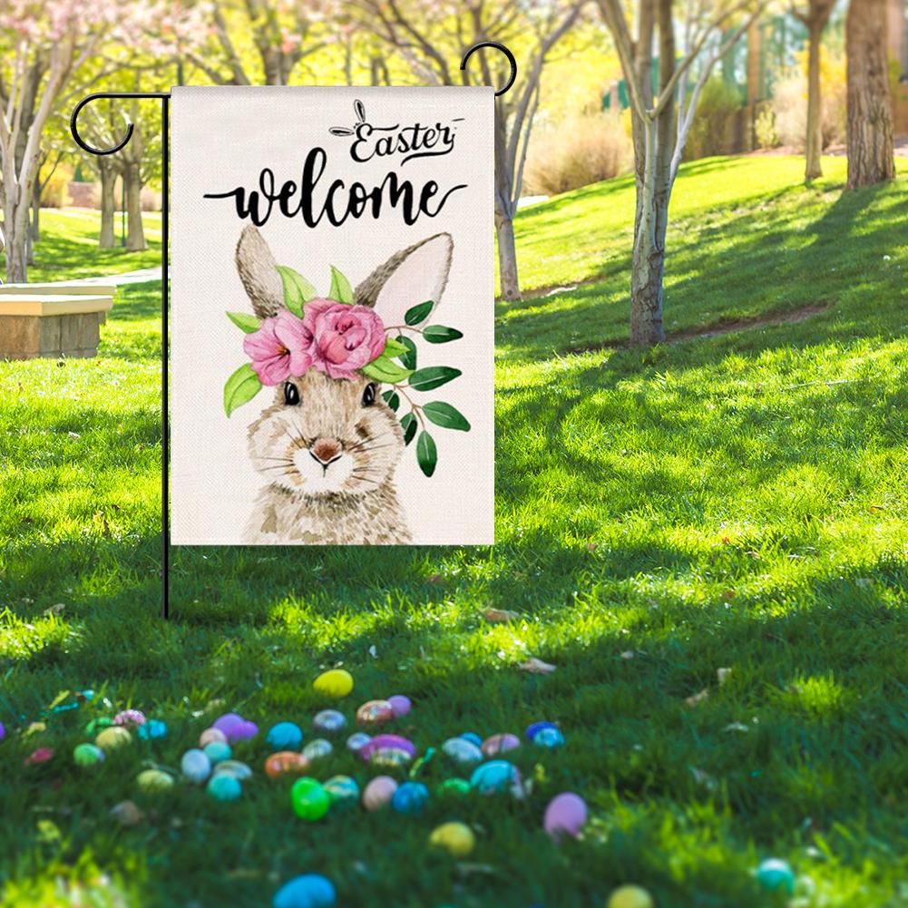 Easter Garden Flags Linen Vertical Garden Flag Cute Garden Flag Decorative Spring Yard Flag Outdoor Yard Patio Lawn Decor