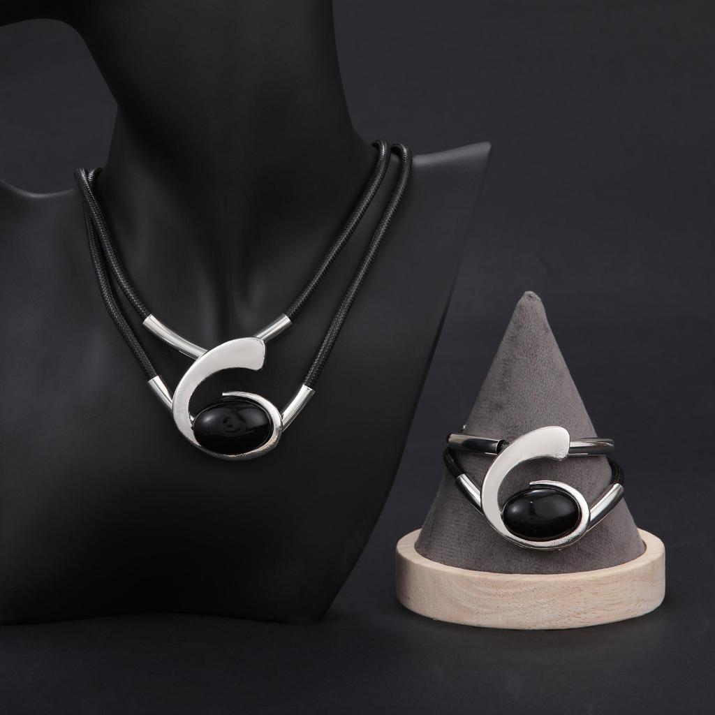 Богемный акриловый набор украшений «Улитка», «Овальный глаз»: Женское ожерелье и браслет из вощеного шнура