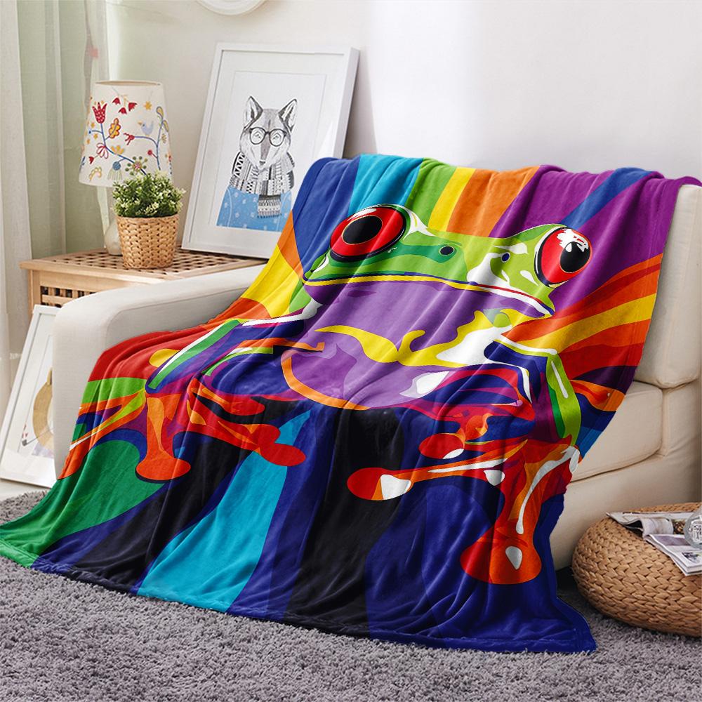Tree Frog Print Flannel Blanket, High quality Comfortable for All Seasons, Home Decor, Warmth and Comfort, Perfect for Christmas Gifts
