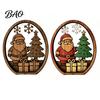 Rustic Xmas Tabletop Decor 3Pcs Christmas Santa Claus And Tree Ornaments, Wooden Oval Table Boxwood Ornaments Centerpiece, Solid Wood Desktop Ornament