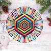1pc Rainbow Geometric Mandala Wind Chime - Vibrant Abstract Pattern Metal Art for Garden