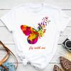 Colorful Butterfly Petal Print Women T-shirt Fashion Short Sleeve oNeck T Shirt Female Cute Cartoon Clothing