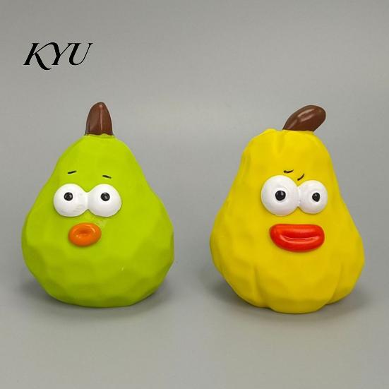 Durable Pet Teething Toy Squeaky Pear Dog Toy, Latex Chew Puppy Training Interactive Fetch Teeth Cleaning for Aggressive Chewers Anxiety Relief