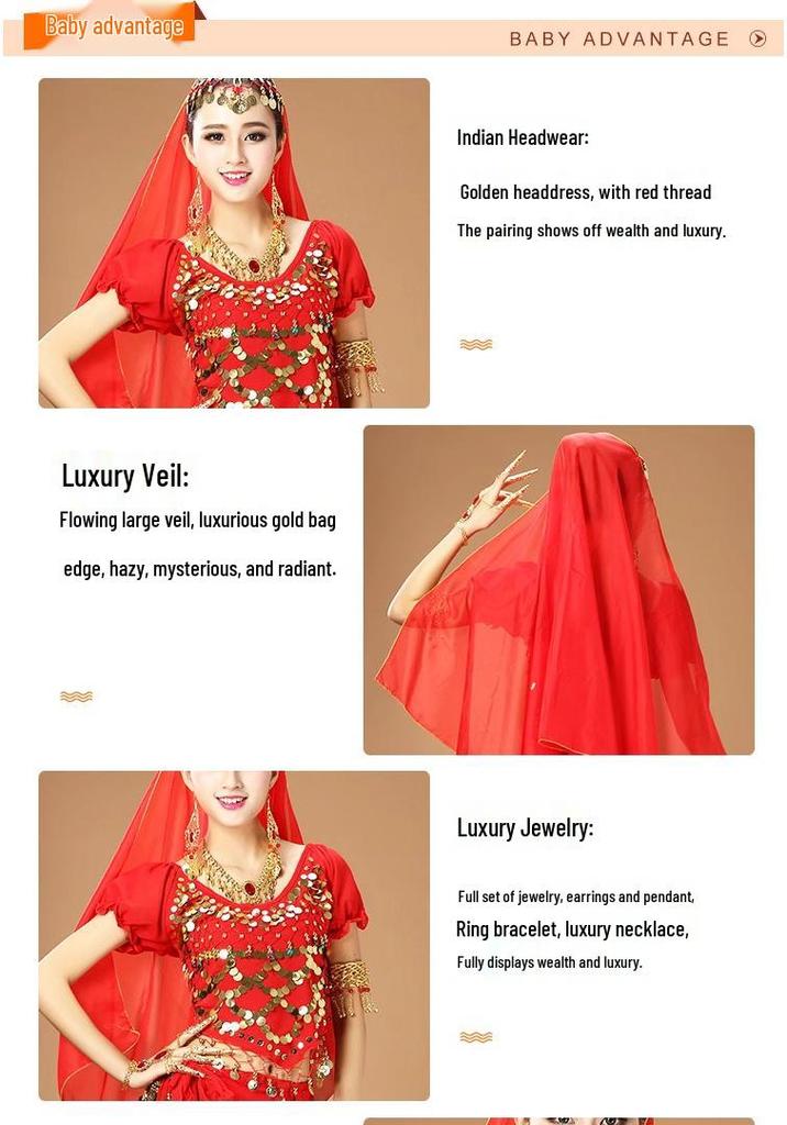 Этнический костюм для belly dance с вращающимися штанами: Набор для исполнения танцев Синьцзяна и Индии