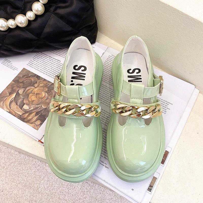 Женские туфли на плоской подошве в стиле Лолита Мэри Джейн для женщин, весенние женские туфли на платформе, винтажные мягкие туфли-оксфорды с цепочкой