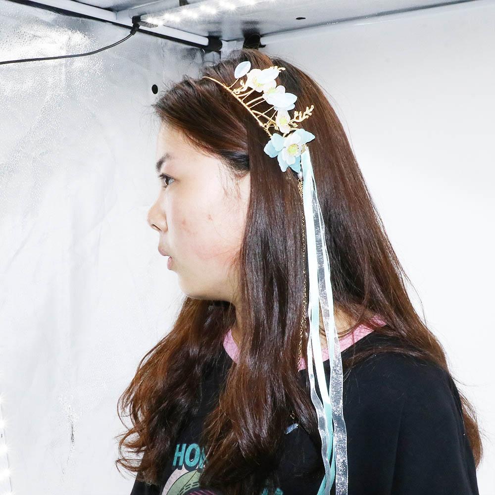 Повязка на голову с цветком и жемчугом в китайском стиле, головной убор в виде короны в стиле ханьфу, старинная шпилька для волос