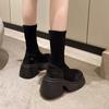 Осенне-зимние эластичные ботильоны женские 2024 г., толстые готические ботинки на толстой подошве, женские короткие ботинки