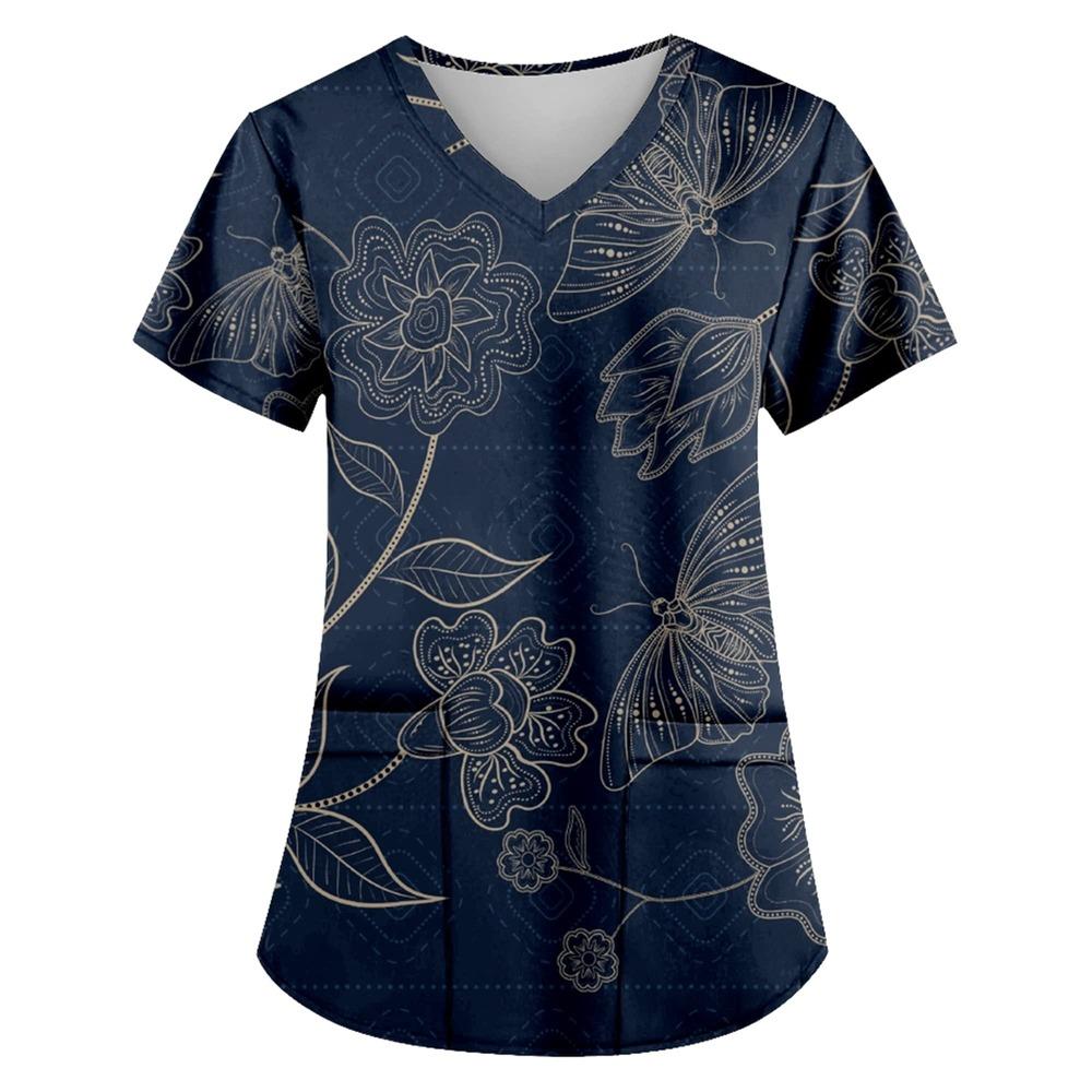 Butterfly Workwear Больничная футболка Медицинская форма Медсестра Клиника Топы для медсестер Блузка с коротким рукавом для сиделок Работающая женская медицинская одежда