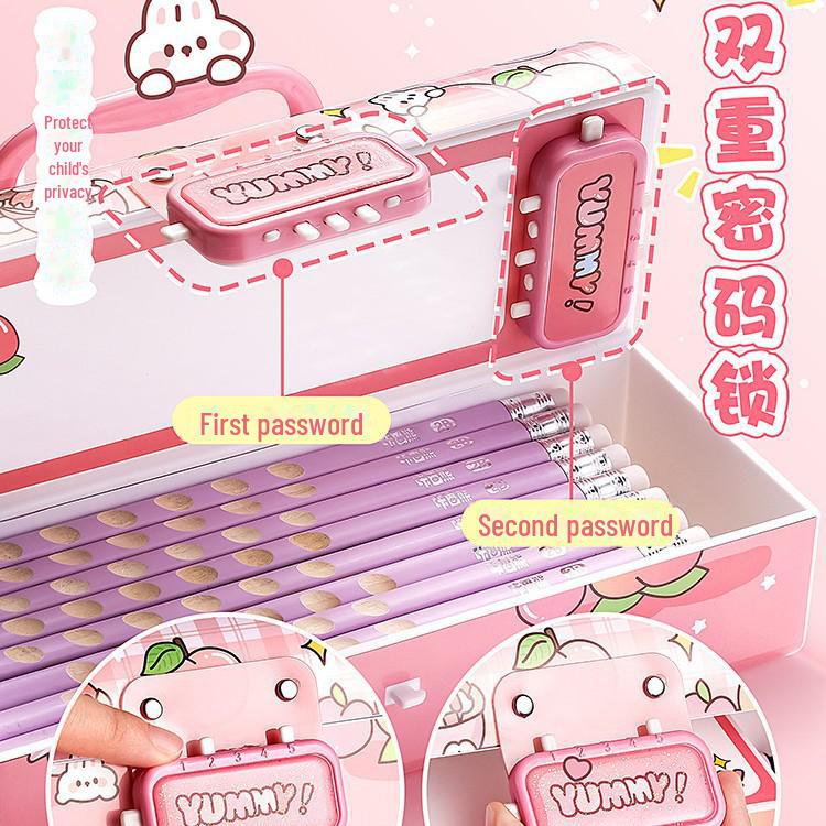Умный двухслойный пенал для девочек с паролем — стильный и портативный для учеников начальной школы