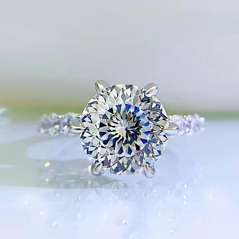 Bague Ringen 2026 Новый 925 Серебро 5 Карат Огненный Разрез Аврора Шесть Лапок Кольцо Женское Богатая Женщина Старшее Кольцо
